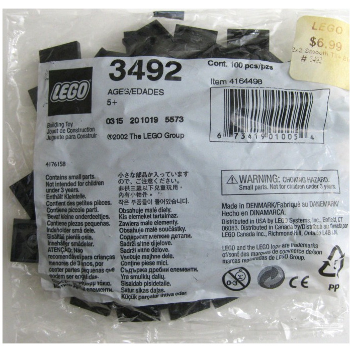 LEGO 2x2 Black Smooth Tiles Set 3492
