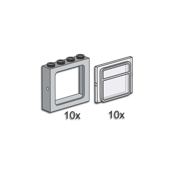 LEGO Grey Train Windows with Panes Set 3733