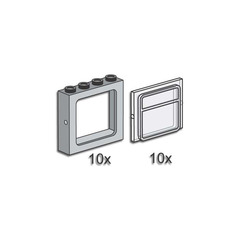 LEGO Grey Train Windows with Panes Set 3733