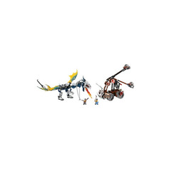 LEGO Viking Double Catapault versus the Armoured Ofnir Dragon Set 7021