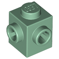 Brick 1X1, W/ 2 Knobs, Corner - Sand Green