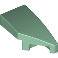 Right Plate 1X2, W/ Bow, 45 Deg. Cut - Sand Green