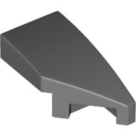 Right Plate 1X2, W/ Bow, 45 Deg. Cut - Dark Stone Grey