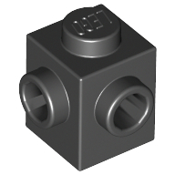 Brick 1X1, W/ 2 Knobs, Corner - Black