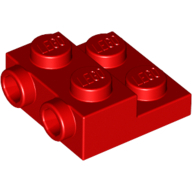 Plate 2X2X2/3 W. 2. Hor. Knob - Bright Red