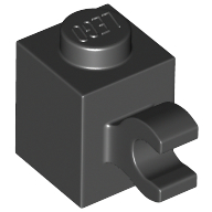 Brick 1X1 W/ Holder, Vertical - Black