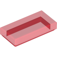 Flat Tile 1X2 - Transparent Red