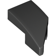 Left Plate 1X2, W/ Bow, 45 Deg. Cut - Black