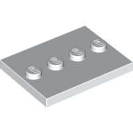 Plate 3X4 With 4 Knobs - White