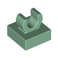Plate 1X1 W. Up Right Holder - Sand Green