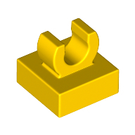 Plate 1X1 W. Up Right Holder - Bright Yellow