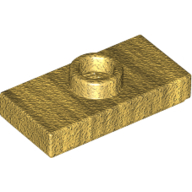 Plate 1X2 W. 1 Knob - Warm Gold