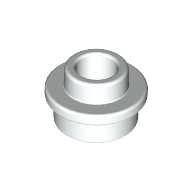 Pl.Round 1X1 W. Throughg. Hole - White