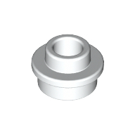 Pl.Round 1X1 W. Throughg. Hole - White