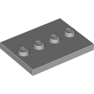 Plate 3X4 With 4 Knobs - Medium Stone Grey