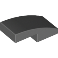 Plate W. Bow 1X2X2/3 - Dark Stone Grey