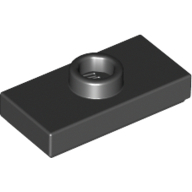 Plate 1X2 W. 1 Knob - Black