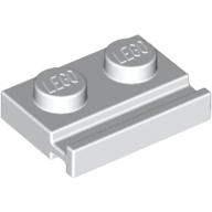 Plate 1X2 With Slide - White