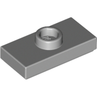 Plate 1X2 W. 1 Knob - Medium Stone Grey