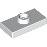 Plate 1X2 W. 1 Knob - White