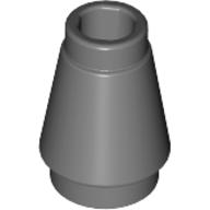 Nose Cone Small 1X1 - Dark Stone Grey
