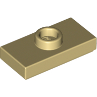 Plate 1X2 W. 1 Knob - Brick Yellow