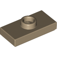 Plate 1X2 W. 1 Knob - Sand Yellow