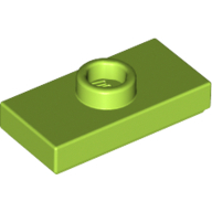 Plate 1X2 W. 1 Knob - Bright Yellowish Green