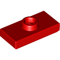 Plate 1X2 W. 1 Knob - Bright Red