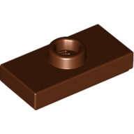 Plate 1X2 W. 1 Knob - Reddish Brown