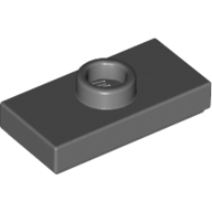Plate 1X2 W. 1 Knob - Dark Stone Grey