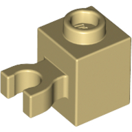 Brick 1X1 W/Holder, H0Rizontal - Brick Yellow