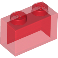 Brick 1X2 Without Pin - Transparent Red