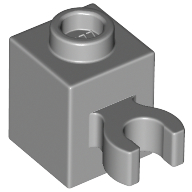 Brick 1X1 W/Holder, H0Rizontal - Medium Stone Grey