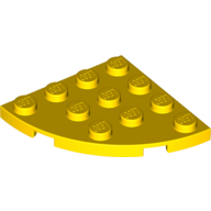 Plate 4X4, 1/4 Circle - Bright Yellow