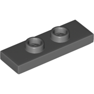 Plate 1X3 W/ 2 Knobs - Dark Stone Grey