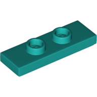 Plate 1X3 W/ 2 Knobs - Bright Bluish Green