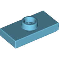 Plate 1X2, W/ 1 Knob - Medium Azur