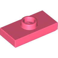 Plate 1X2, W/ 1 Knob - Vibrant Coral
