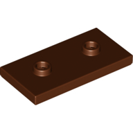 Plate 2X4, W/ 2 Knobs - Reddish Brown