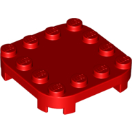 Plate, 4X4X2/3, Circle, W/ Reduced Knobs - Bright Red