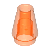 Nose Cone Small 1X1 - Transparent Fluorescent Reddish Orange