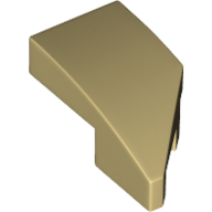 Left Plate 1X2, W/ Bow, 45 Deg. Cut - Brick Yellow
