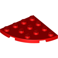 Plate 4X4, 1/4 Circle - Bright Red