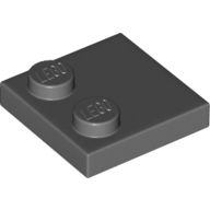 Plate 2X2, W/ Reduced Knobs - Dark Stone Grey