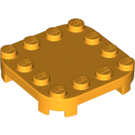 Plate, 4X4X2/3, Circle, W/ Reduced Knobs - Flame Yellowish Orange