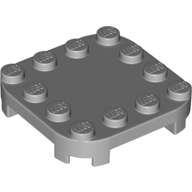 Plate, 4X4X2/3, Circle, W/ Reduced Knobs - Medium Stone Grey