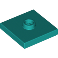 Plate 2X2 W 1 Knob - Bright Bluish Green