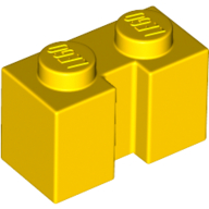 Brick 1X2 W. Groove - Bright Yellow