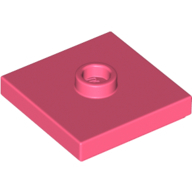 Plate 2X2 W 1 Knob - Vibrant Coral